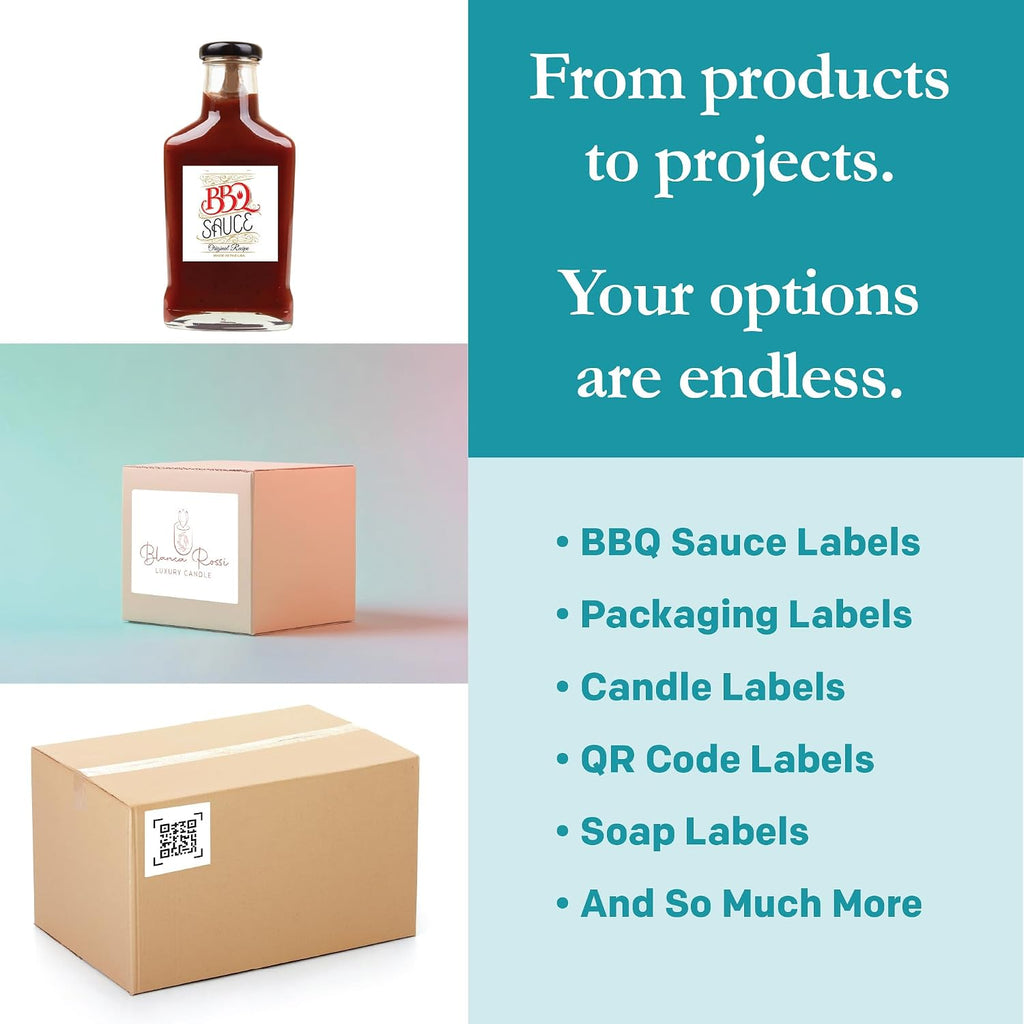 Premium Label Supply White Sticker Square Labels – 4' x 4' – Laser/Inkjet Compatible – (4 per Sheet), 1000 Sheets - 4,000 Total Adhesive Labels
