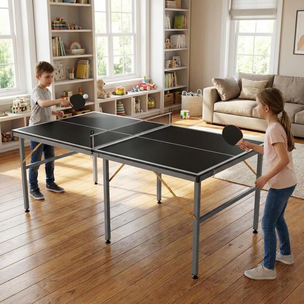 GarveeLife Professional Outdoor Table Tennis Tables,6x3FT Indoor/Outdoor Portable Ping Pong Table Game with Net for Adults/Teens,2 Table Tennis Paddles and 3 Balls