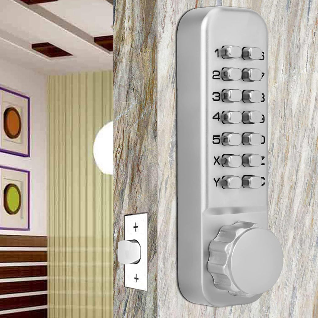Mechanical Code Lock, Double Sided Password Combination Door Lock, Keyless Entry Security with Keypad for Home Gates Fence