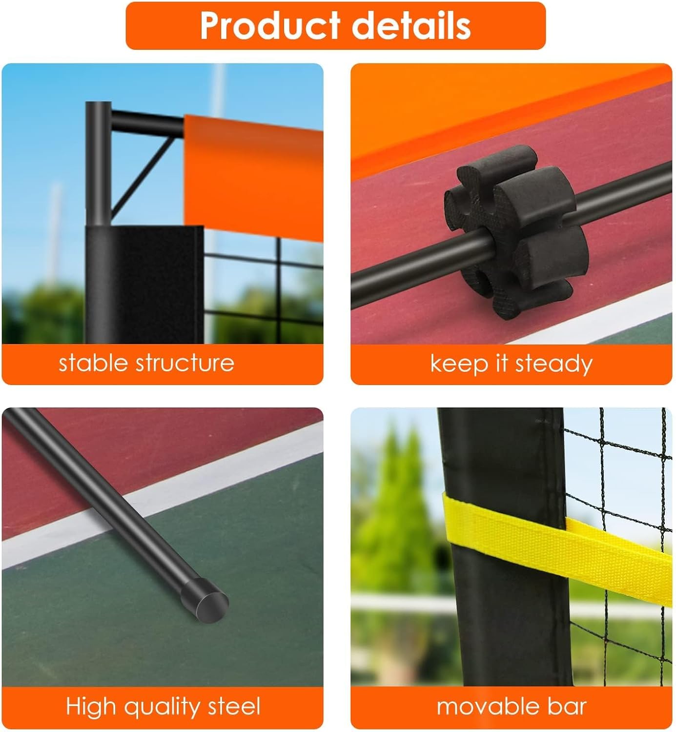 ORIENGEAR Tennis Rebound Practice Wall - 12ft x 6ft Rebounder Net for Racquet Sports, Ball & Pickleball, Training Backboard for Court Backyard and Indoor & Outdoor Use