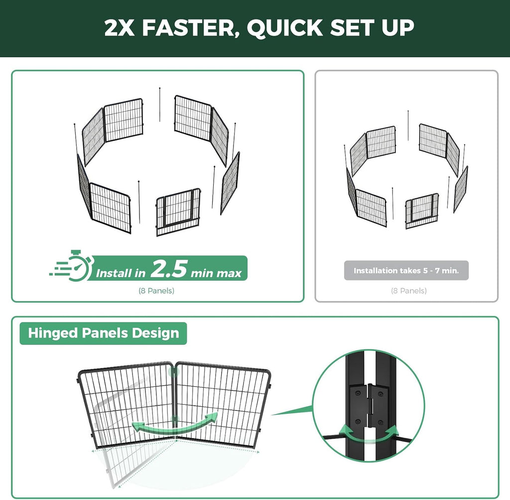 FXW Instant Unleashed Dog Playpen, Portable Pet Fence for Outdoor, RV Trips, and Camping, 32 inch, 16 Panels for Small and Medium Dogs with RV Step Grid│Patented