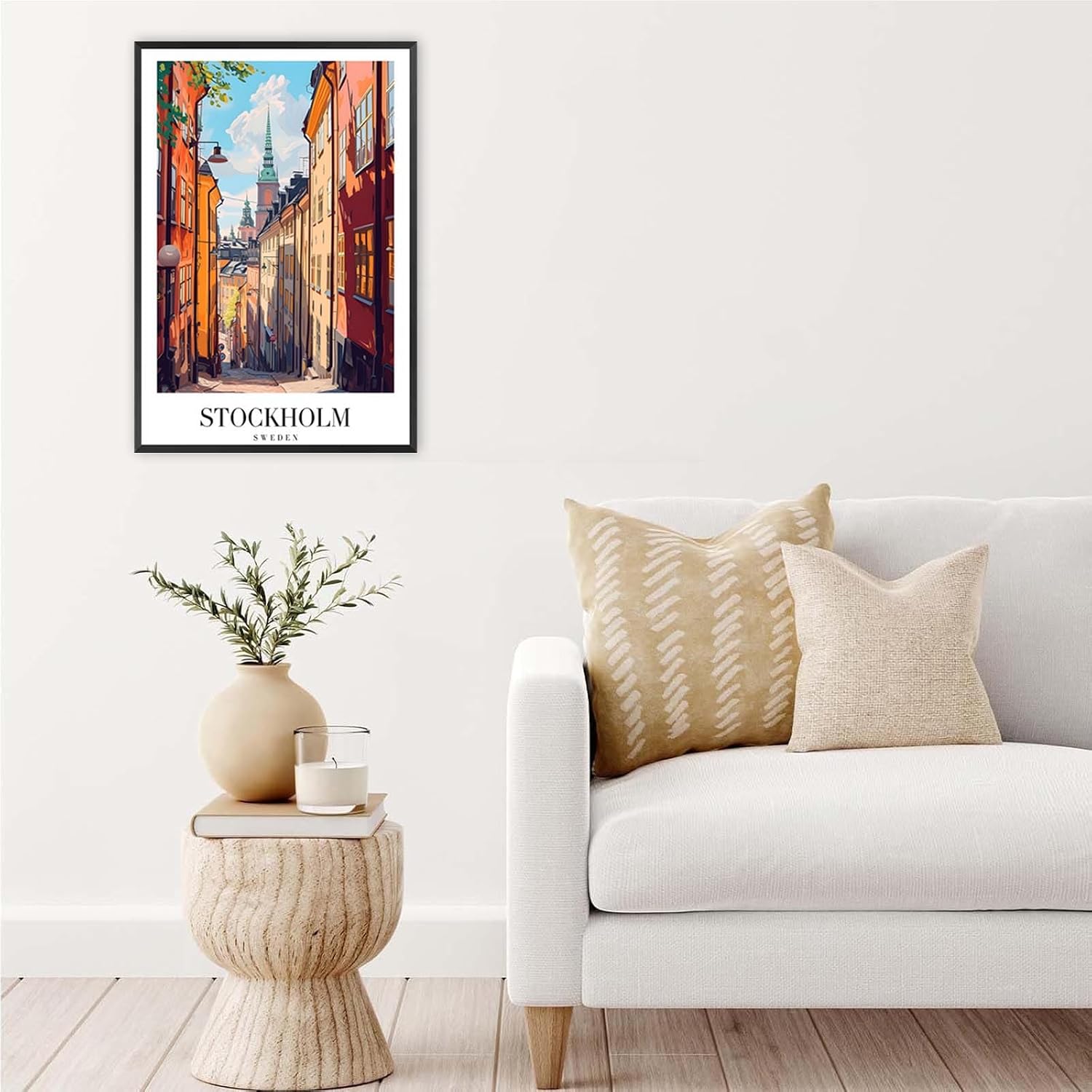 Trendy Stockholm Travel Posters Funky Europe Sweden City Canvas Wall Art Stockholm Cathedral Sights Prints Painting For Apartment Home Bedroom Dorm Wall Decor 24x36in Framed