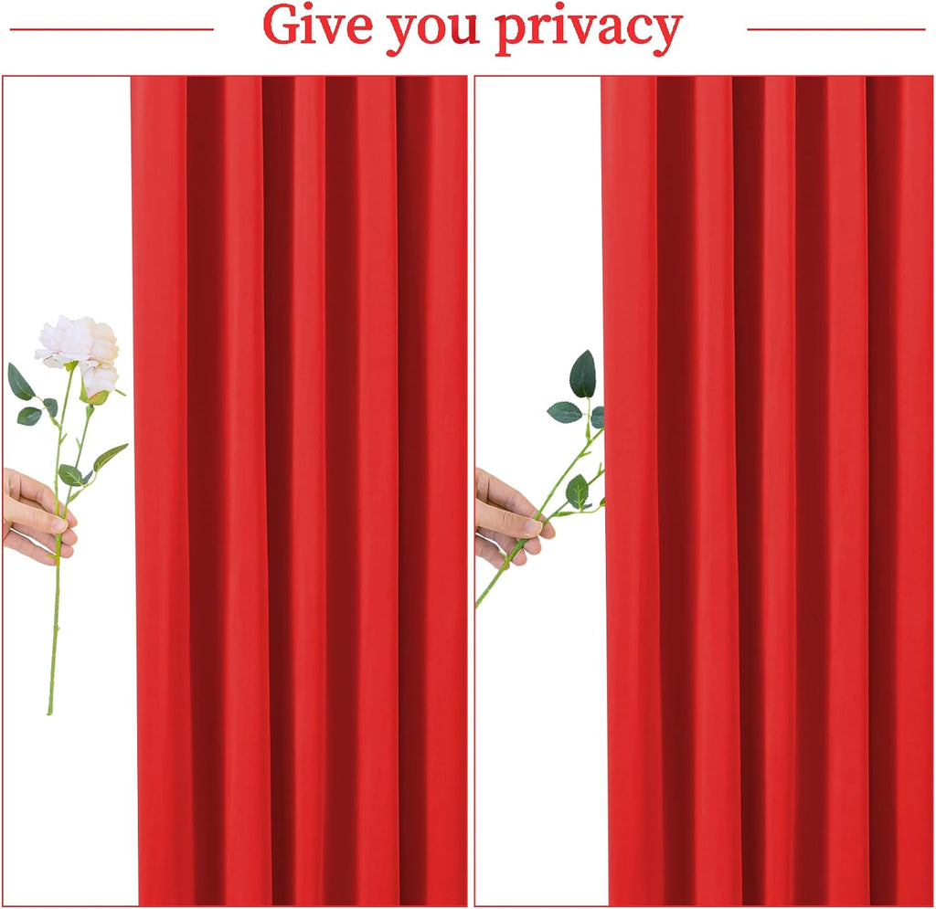 10 Panels Red Backdrop Curtain for Parties Wedding Wrinkle Free Red Photo Curtains Backdrop Drapes Fabric Decoration for Christmas Birthday Party Baby Shower 50ft(W) x 10ft(H)