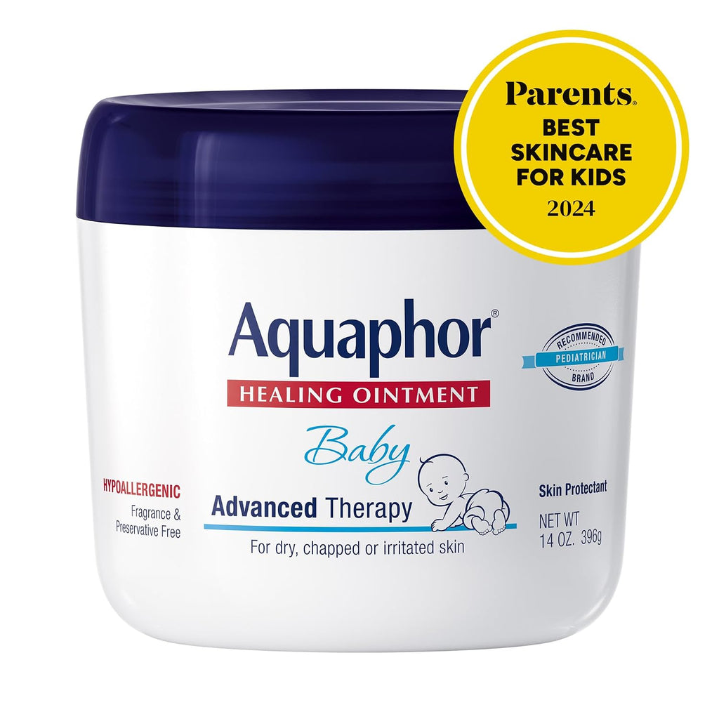 Aquaphor Baby Healing Ointment - Advance Therapy for Diaper Rash, Chapped Cheeks and Minor Scrapes - 14 Ounce Jar (Pack of 12)