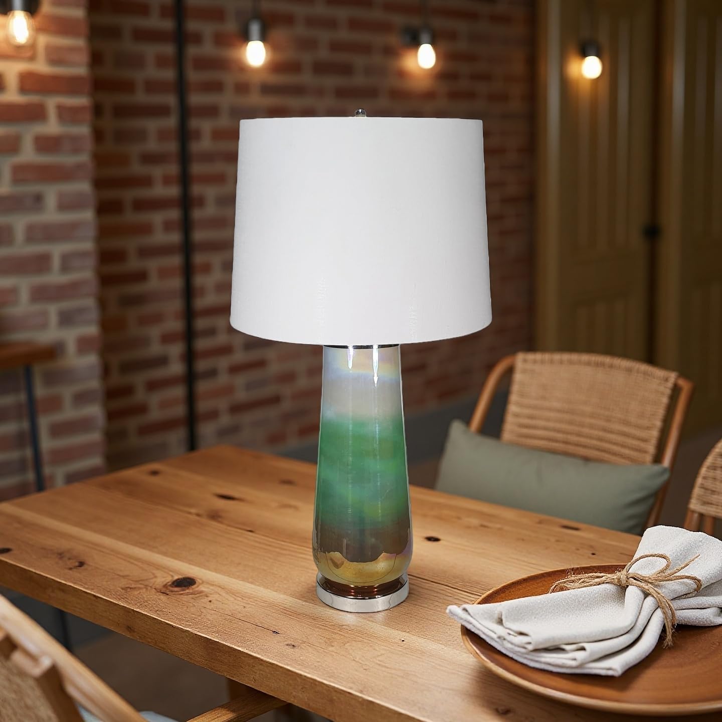 Montary 30' Artistic Aesthetics Bedside Table Lamp, Oil Painting Style Blending Glass Table Lamp for Bedroom Living Room Office College Bookcase Console Decor