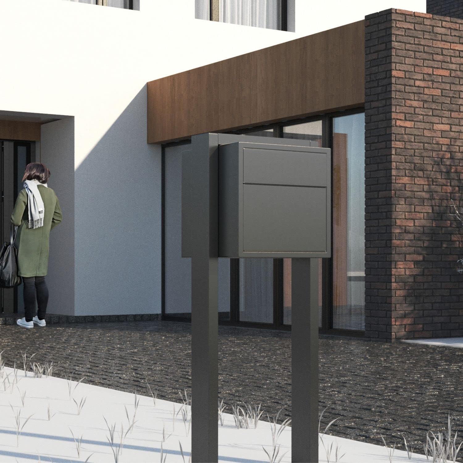 Soprano by Bravios - Modern Stand-Alone Mailbox in Powder-Coated Black