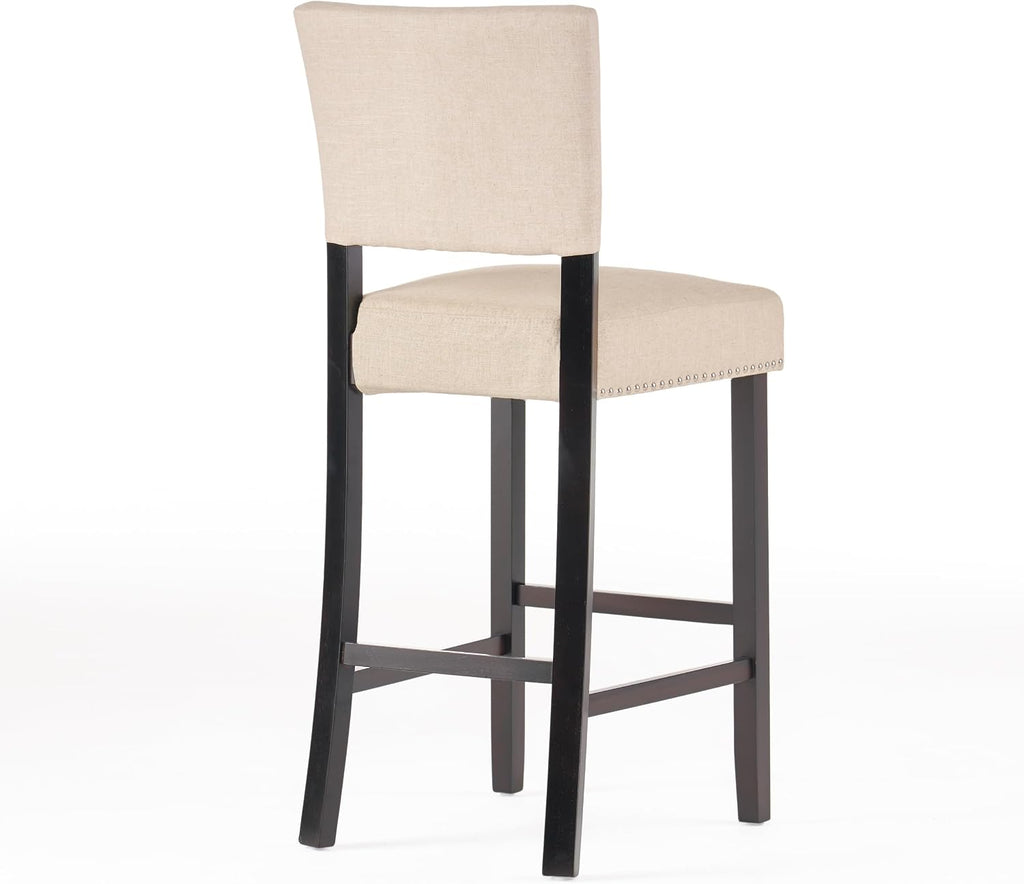 GOWE Barstools with Rivet Decoration Set of 2, Wood Frame,Fabric Sponge Cushion and Upholstered Barstools, Bar Chairs for Kitchen Island,Bedroom,Dining Room.