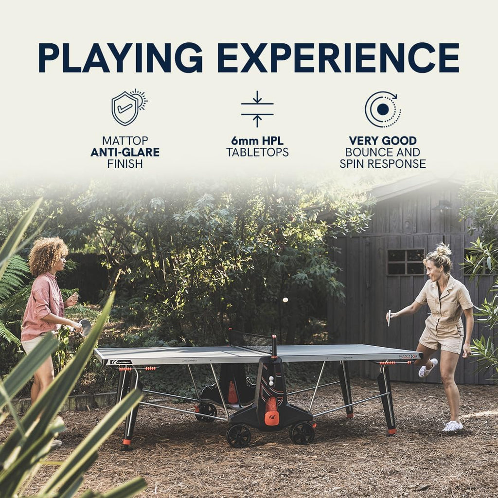 CORNILLEAU - 500X Outdoor Table Tennis Table - Folding & Compact - Weather and Schockproof - 6mm Laminate Top - Point Counters - Corner Protection Pads - Blue or Black