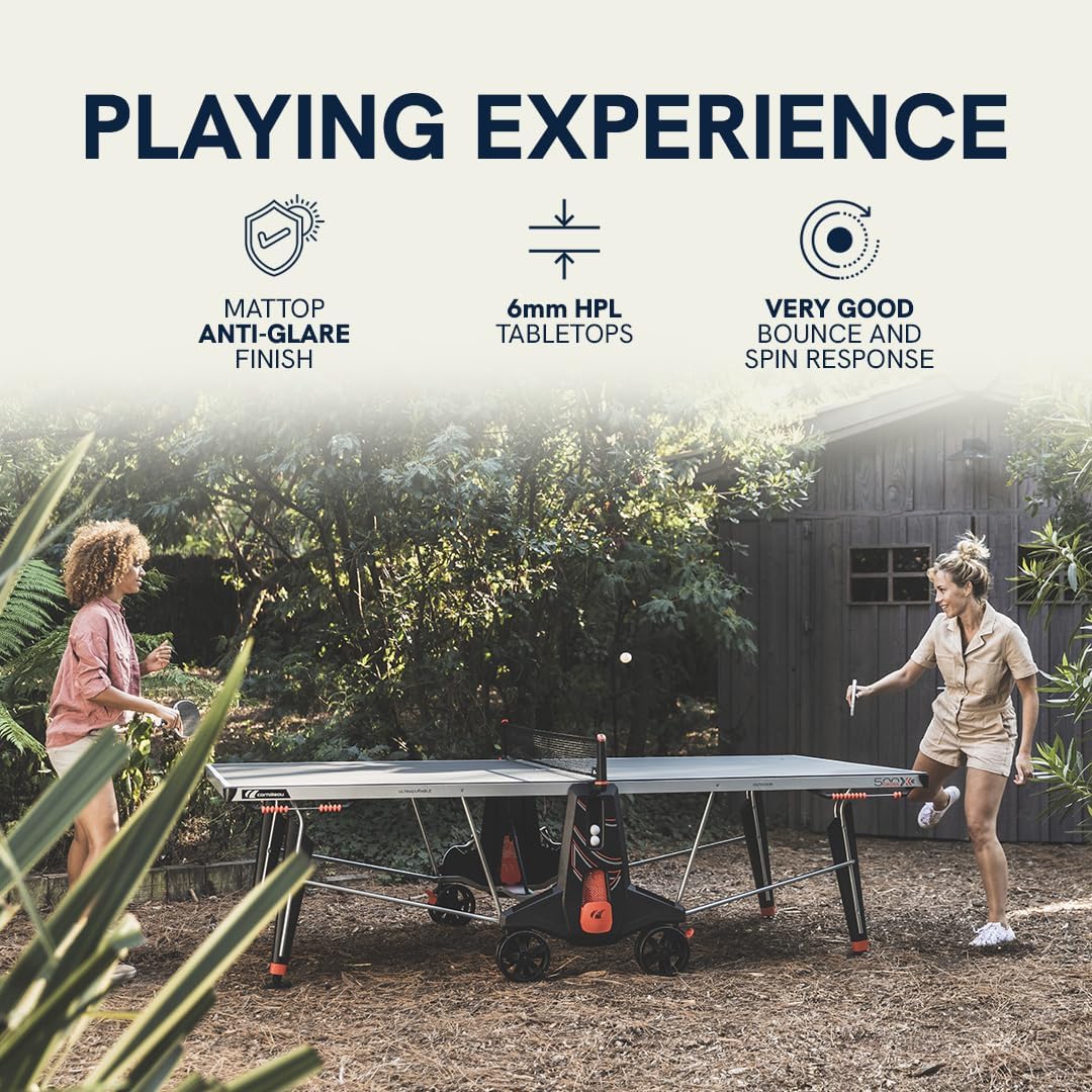 CORNILLEAU - 500X Outdoor Table Tennis Table - Folding & Compact - Weather and Schockproof - 6mm Laminate Top - Point Counters - Corner Protection Pads - Blue or Black