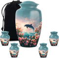 Dolphin Urns for Human Ashes Adult Male - Funeral Cremation Urns for Ashes Adult - Sunset Keepsake Memorial Urn - Blue Decorative Burial Ash Holder for Male & Female, Set of 5-10 Inch, 3 Inch