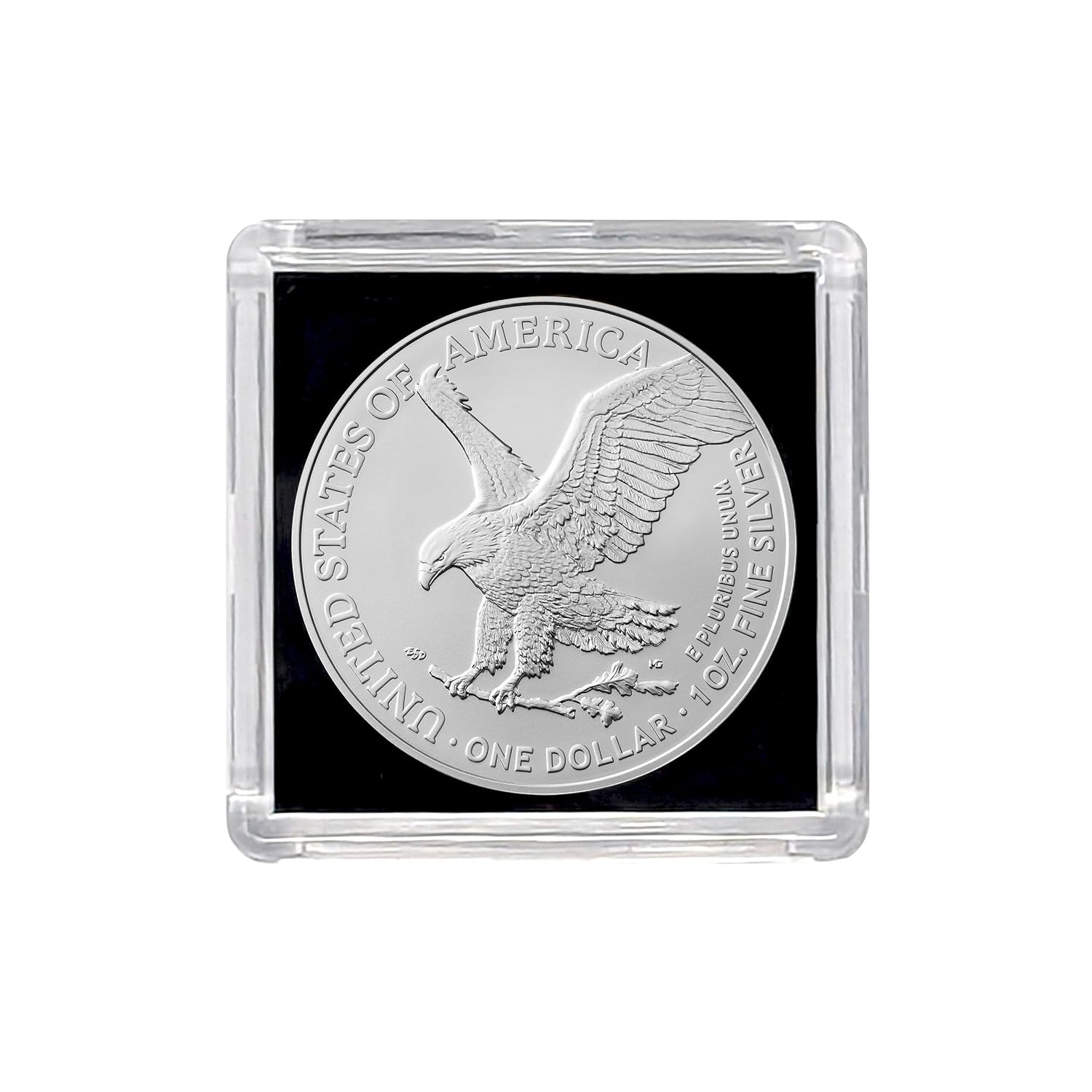 2026 U.S. Silver Eagle .999 Fine Silver with Black Background Snap Tight Square Holder and our Smyrnacoin Certificate of Authenticity Dollar Uncirculated US Mint