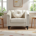 Chesterfield Chair for Living Room Furniture Set, Upholstered Classic Chair Sofa with Matching Pillow, Velvet Sofa Couch Furniture for Living Room/Study/Apartment(Cream White)