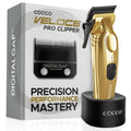 Cocco Veloce Pro Clipper, Digital Gap Ambassador Graphene Taper Blade Professional Hair Clippers, High-Torque BLDC Motor, All-Metal, Cordless, Charging Base Included