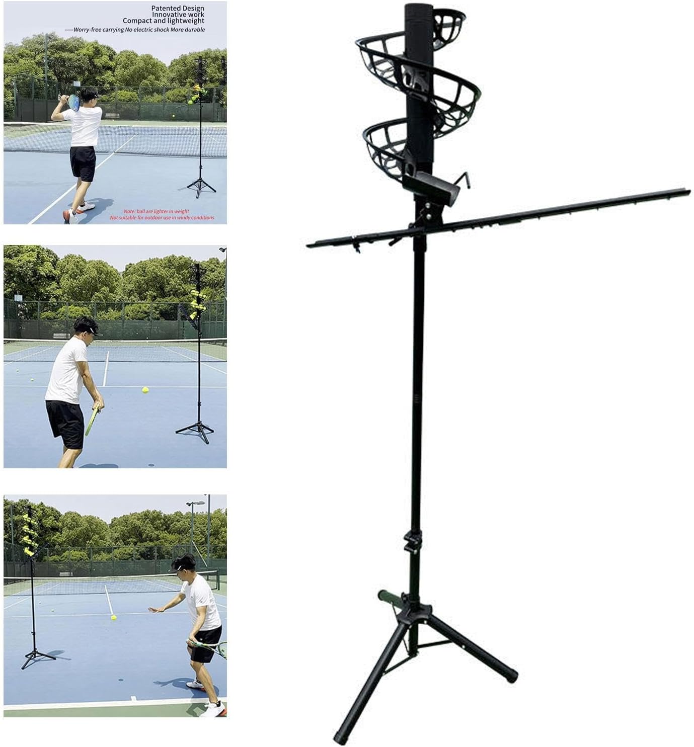 kowaku Pickleball Launcher Machine for Beginners, Non-Powered Ball Thrower Holds 11 Balls, Indoor Outdoor Solo Practice Training Equipment