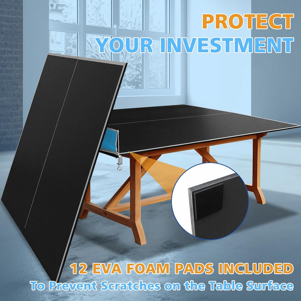 IUNNDS Table Tennis Table Topper, 6/7/8/8.5/9FT Foldable Ping Pong Conversion Top with Net Set for Billiard & Pool Tables