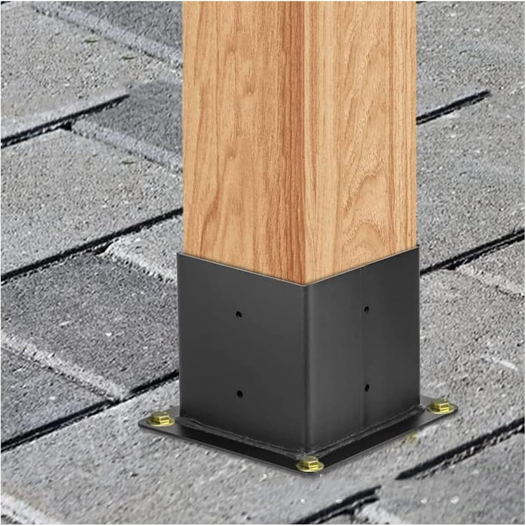 Heavy Duty Metal Fence Post Support Bracket - Square Wooden Post Ground Sleeve with Screws for Deck Railing, Vinyl Fence, Pergola, Mailbox - 2 Pack, 15x12cm