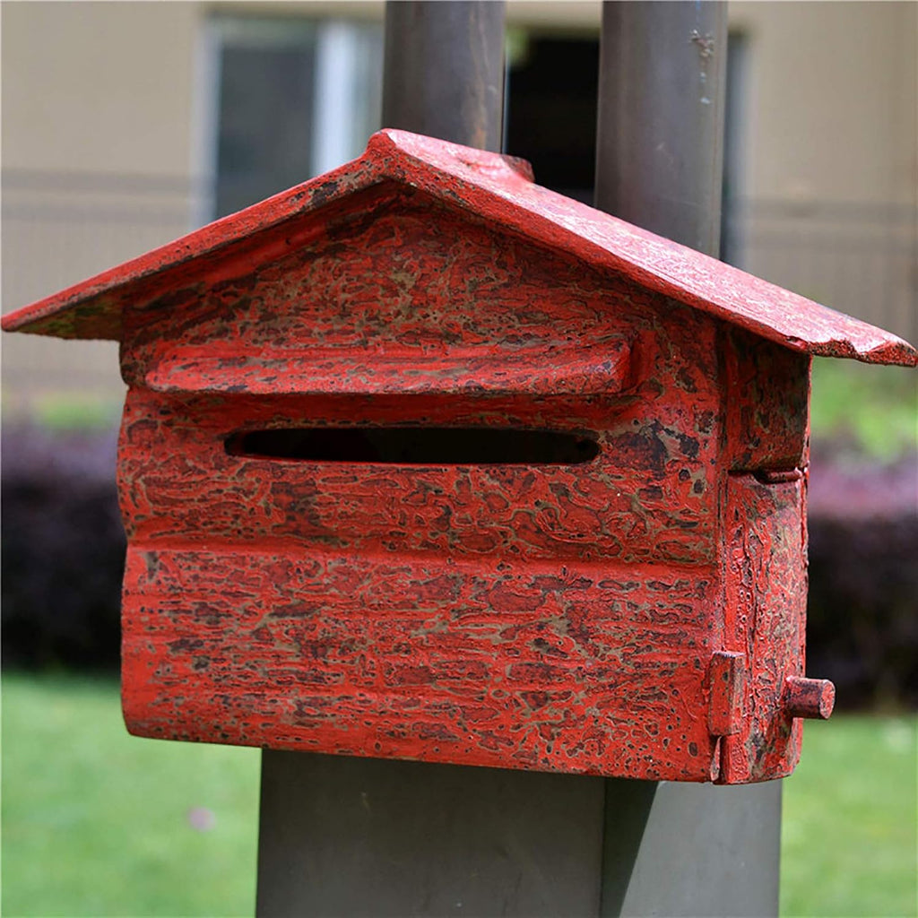 Secure Wall Mounted Mailbox Vintage Wooden Outside Wall Mount Post Box Mailbox Letterbox Photography Props Mural Wedding Bar Cafe Window Display 4x26x14cm(A)