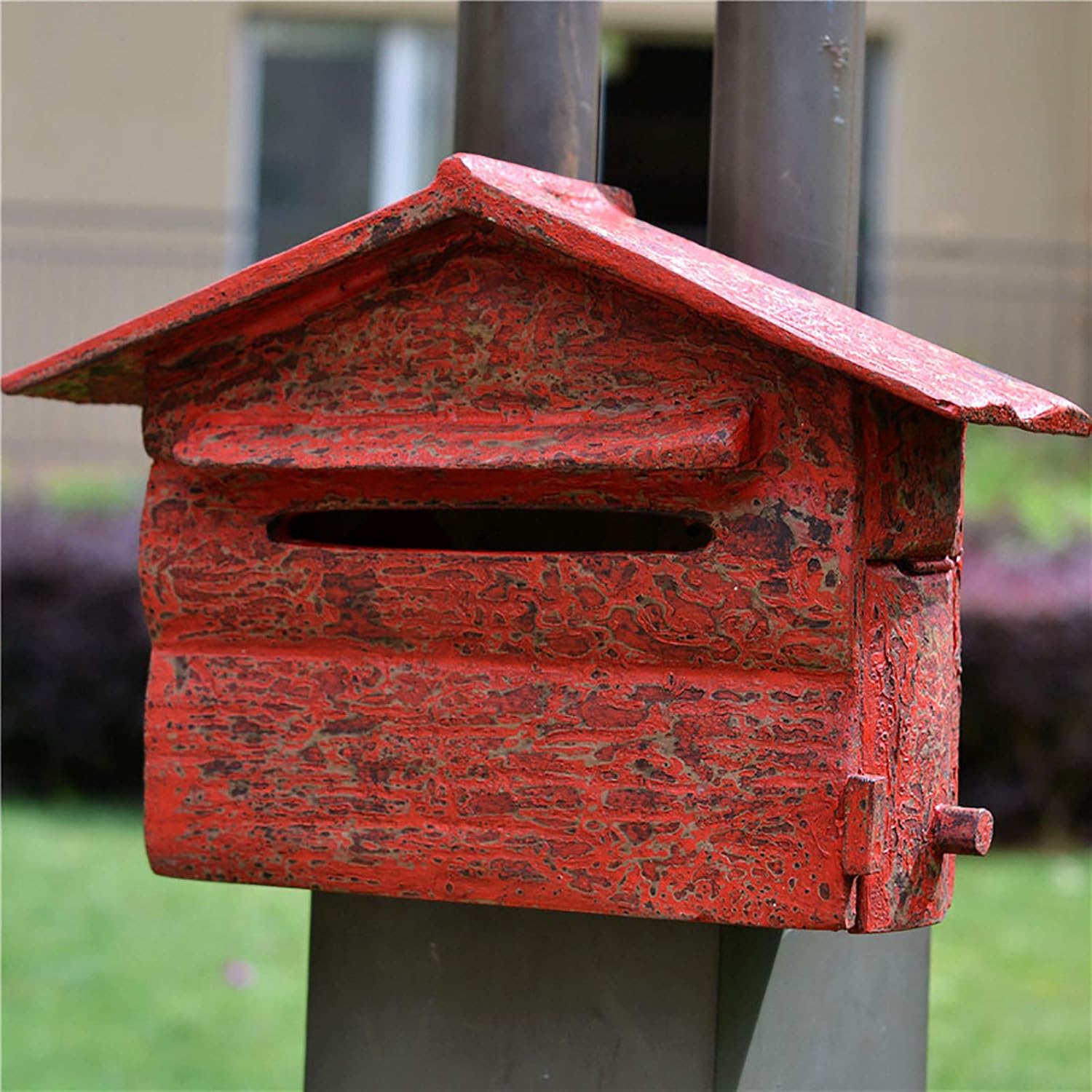 Letter Box,Postbox,Vintage Wooden Outside Wall Mount Post Box Mailbox Letterbox Photography Props Mural Wedding Bar Cafe Window Display 40x26x14cm (Color : A)