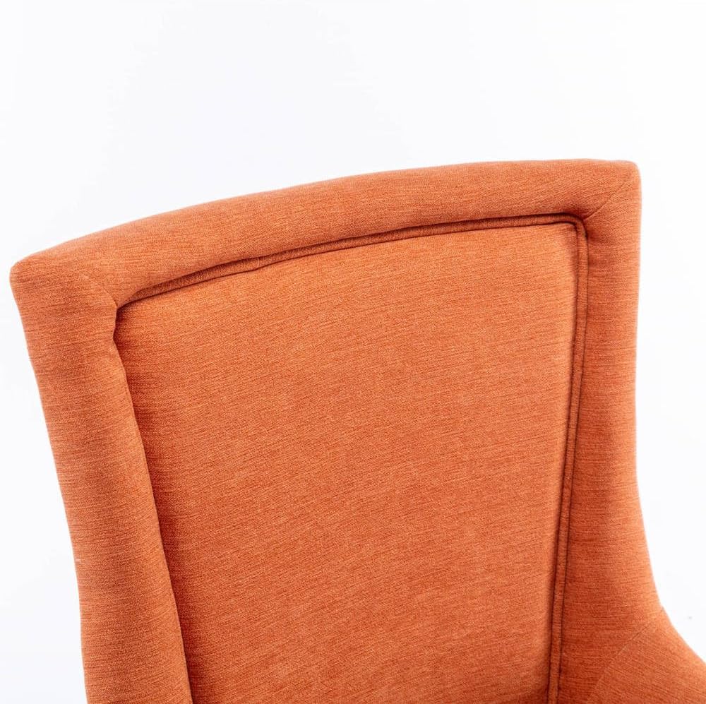 Dining Chairs Set of 2, Thickened Fabric Upholstered Chair with Neutral Solid Wood Legs & Bronze Nailhead Trim, Comfortable Accent Chairs for Dining Room/Kitchen/Living Space(Orange + Fabric)