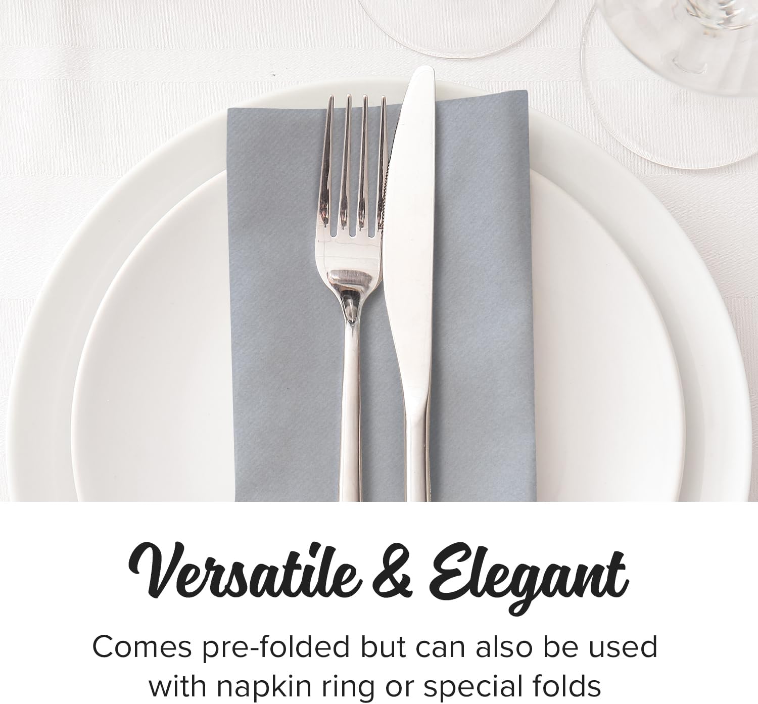 SimuLinen Grey Linen Feel Disposable Dinner Napkins - Cloth-Like Kosher Napkins for Weddings and Showers, 16'x16', Box of 300