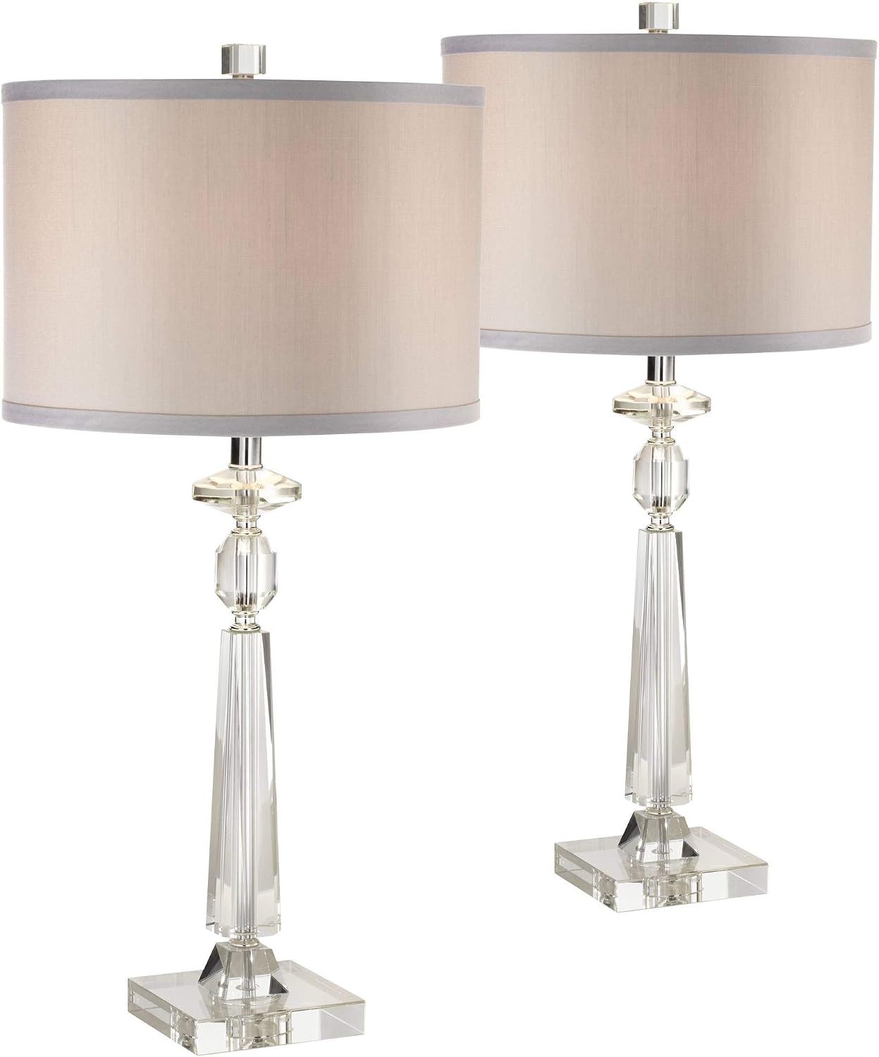 Vienna Full Spectrum Aline 27' Tall Geometric Modern Table Lamps Set of 2 Clear Crystal Living Room Bedroom Bedside Nightstand House Office Home Reading Kitchen Entryway Console Family Dining