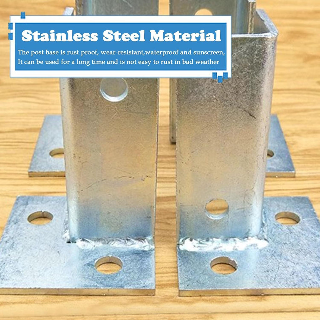 Galvanised Steel Pillar Stand Base for Gardens/Pergola, Sturdy Construction Mailbox Post Base Brackets, Heavy Duty Post Anchors Wood Post Support Base for Deck Railing(10pcs)