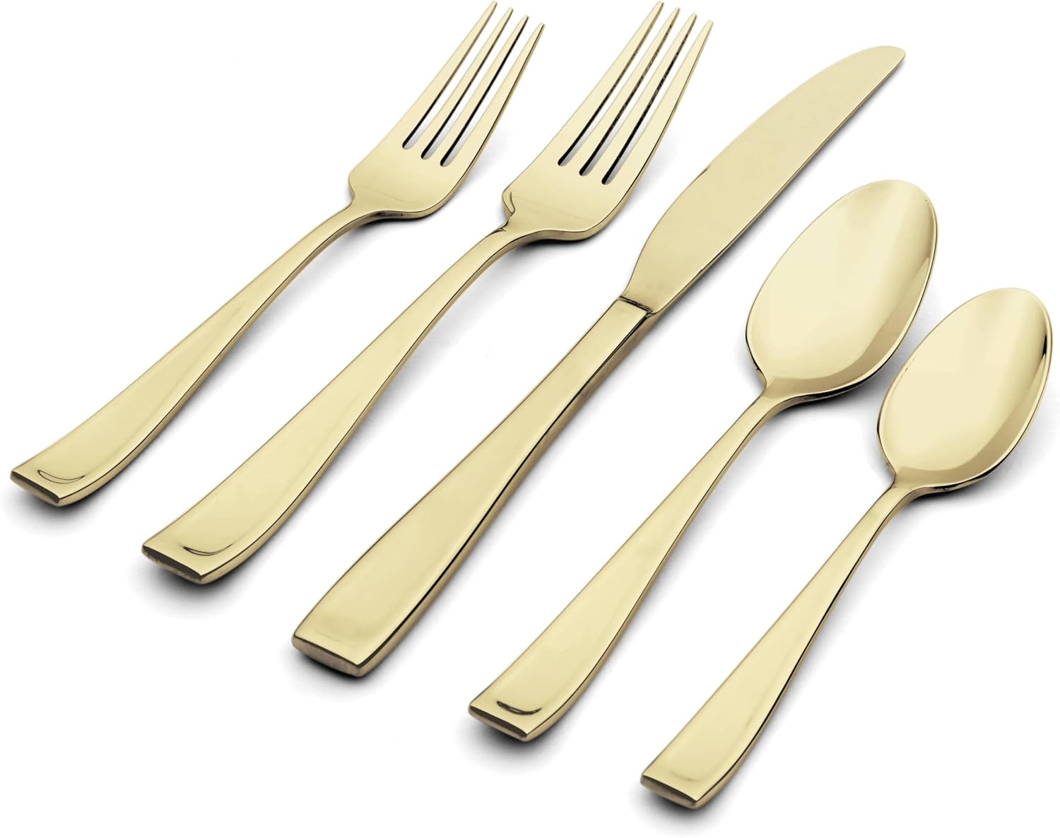 Oneida Silverware Set, Moda Satin Champagne 20 Piece Fine Flatware Set, Service For 4, 18/10 Stainless Steel, Dishwasher Safe, Cutlery Sets, Utensils Sets, Knives Spoons And Forks (Gold, 20 Pieces)