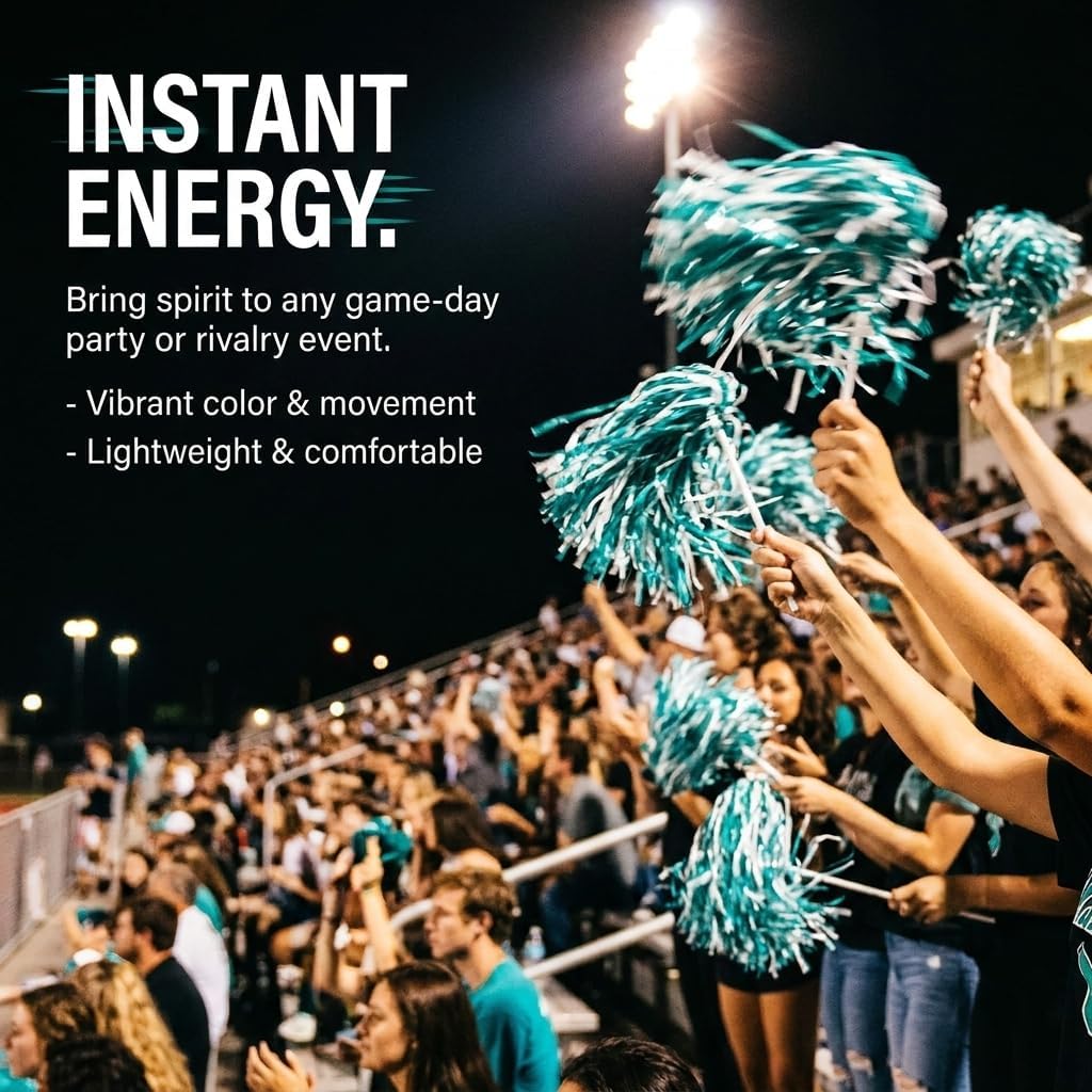 Anderson's Premium Two-Color School Spirit Shakers, Cheerleader Pom Poms, Sports Fan, Football, Basketball, Homecoming, Squad, Team, Party, Dance Club, Performance, Celebrations