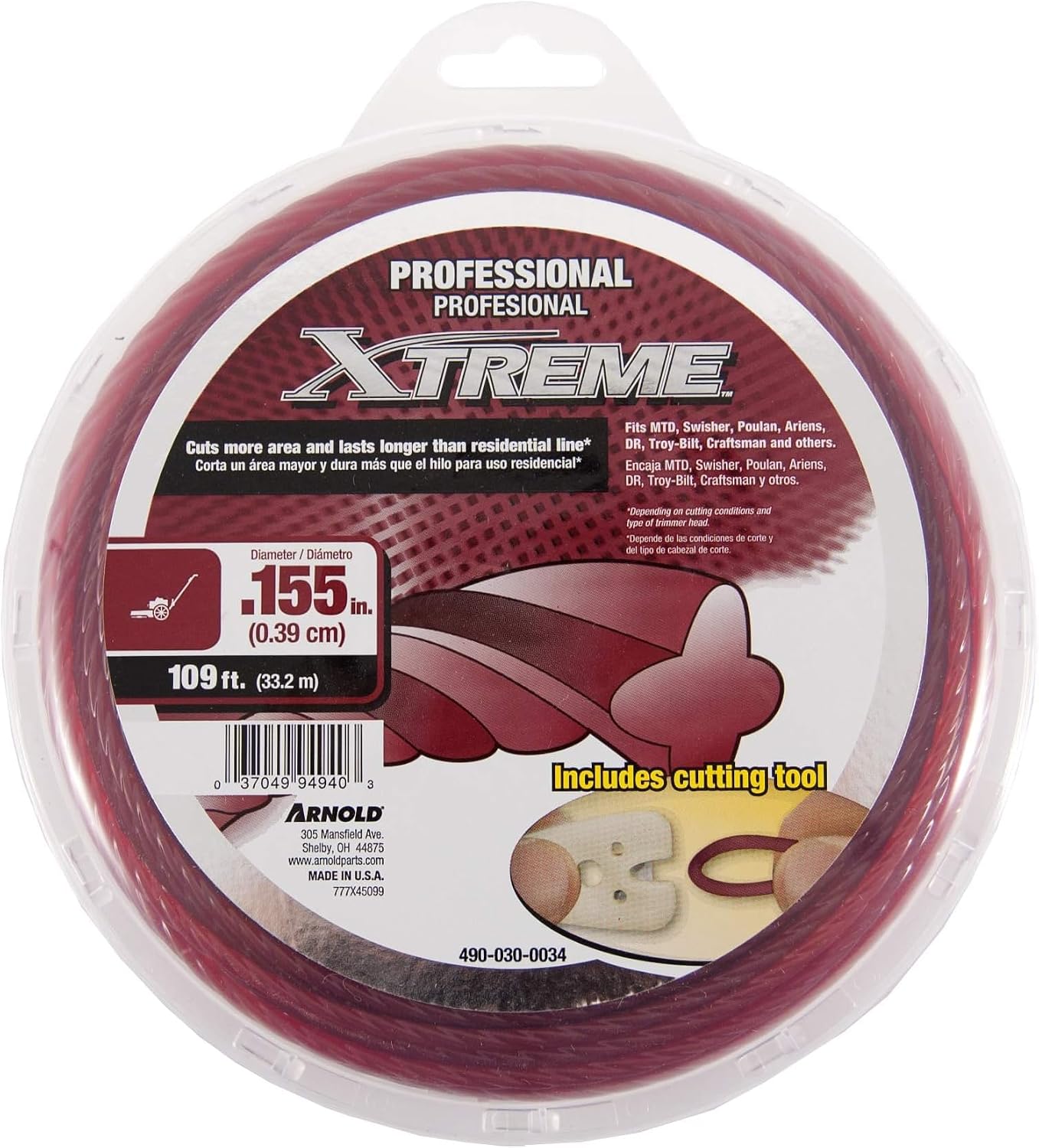 Arnold .155-Inch x 109-Foot Xtreme Professional Grade Trimmer Line (Pack of 6)