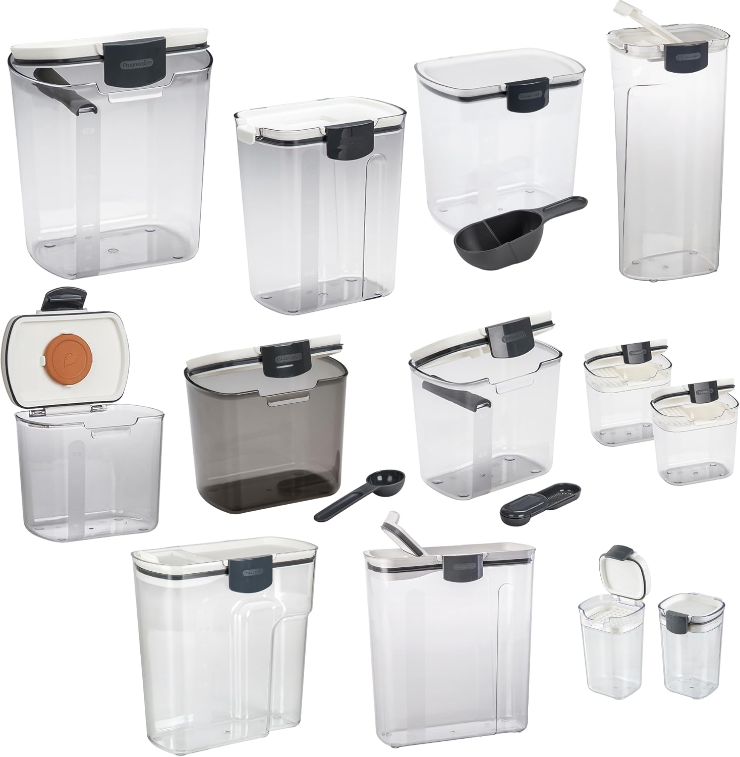 Progressive ProKeeper Baker's Airtight Kitchen Storage Canister Container Set for Flour, Sugar & More, Keeps Ingredients Fresh, with Accessories (Multicolor, 13- Piece)
