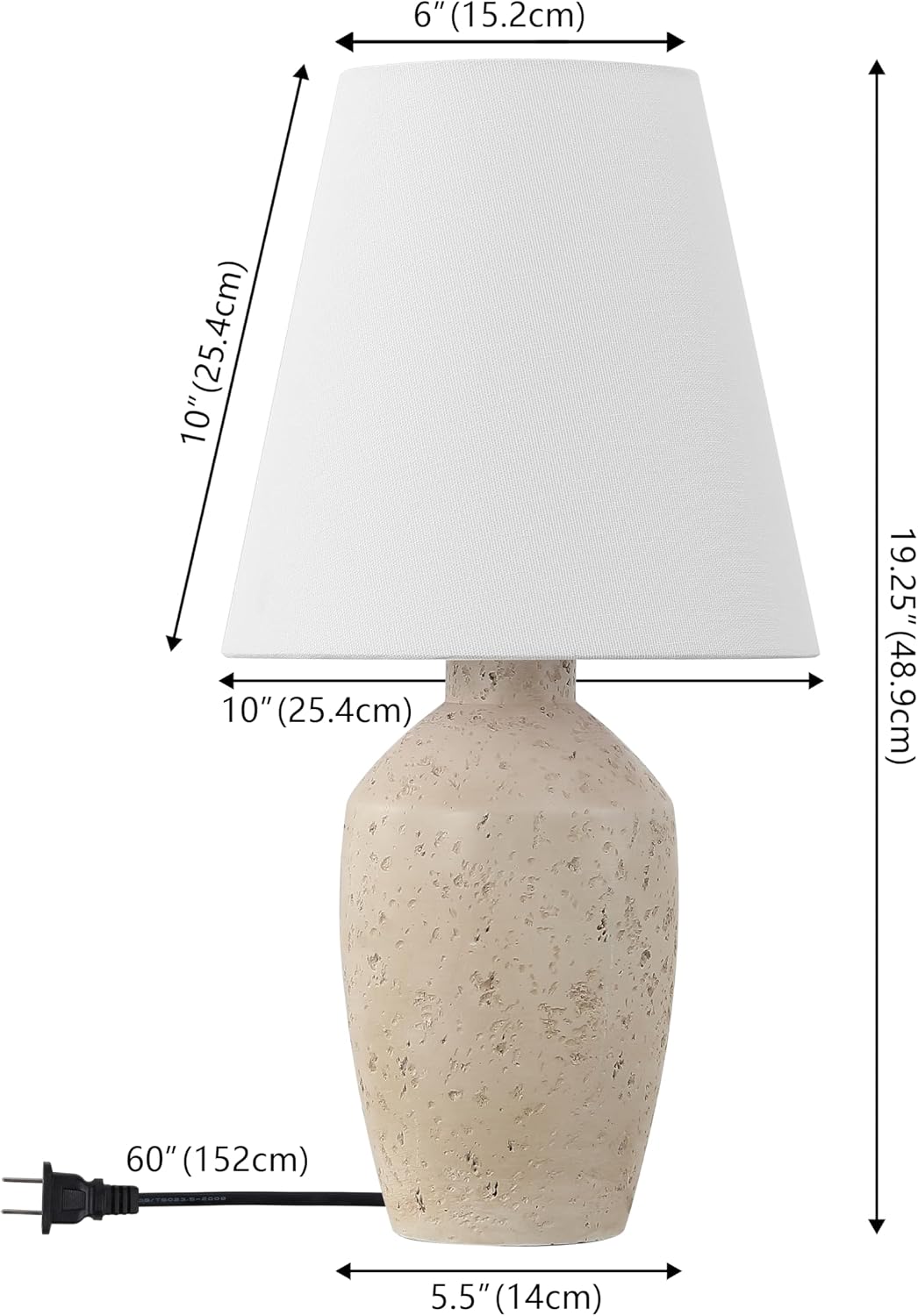 JONATHAN Y 19.5' Matte Cream Modern Table Lamp Set of 2, Minimalist Ginger Jar Lamps for Bedroom Living Room Office, White Linen Shade, LED Bulbs Included (JYL5605B-SET2)