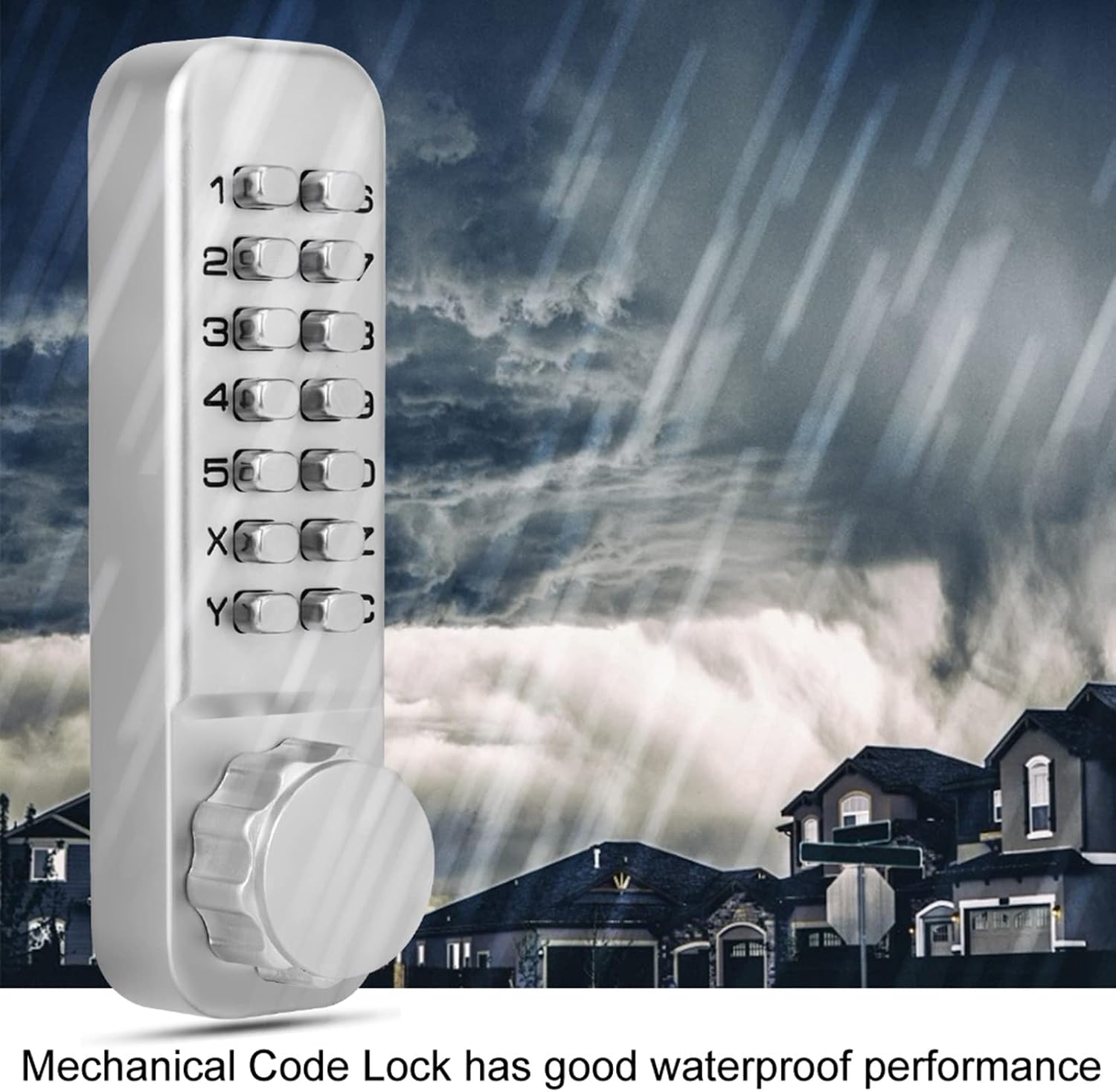 Mechanical Code Lock, Double Sided Password Combination Door Lock, Keyless Entry Security with Keypad for Home Gates Fence