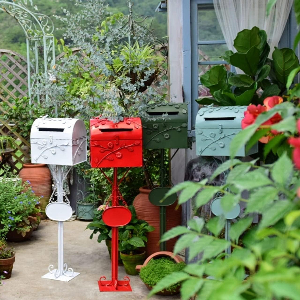 Suggestion Box Comment Collection Box Modern Outside Mailbox with Post, Rust-Proof Metal Letter Box for Garden & Courtyard Decor, Retro Classic Postbox, Outdoor Stand Mailboxes(Red)