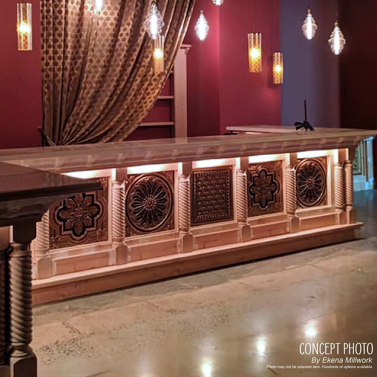 Ekena Millwork COL03X03X35TRMA Traditional Cabinet Column (Top Block: 6 1/8', Bottom Block: 7 1/8'), 3 3/4'W x 3 3/4'D x 35 1/2'H, Maple