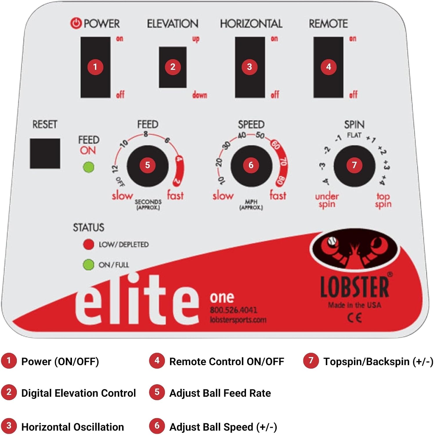 Lobster Sports Tennis Ball Machine - Automatic Portable Tennis Ball Launcher for Training and Practice - Pre-Programmed and Custom Drills, with Remote - External Battery (Elite One)