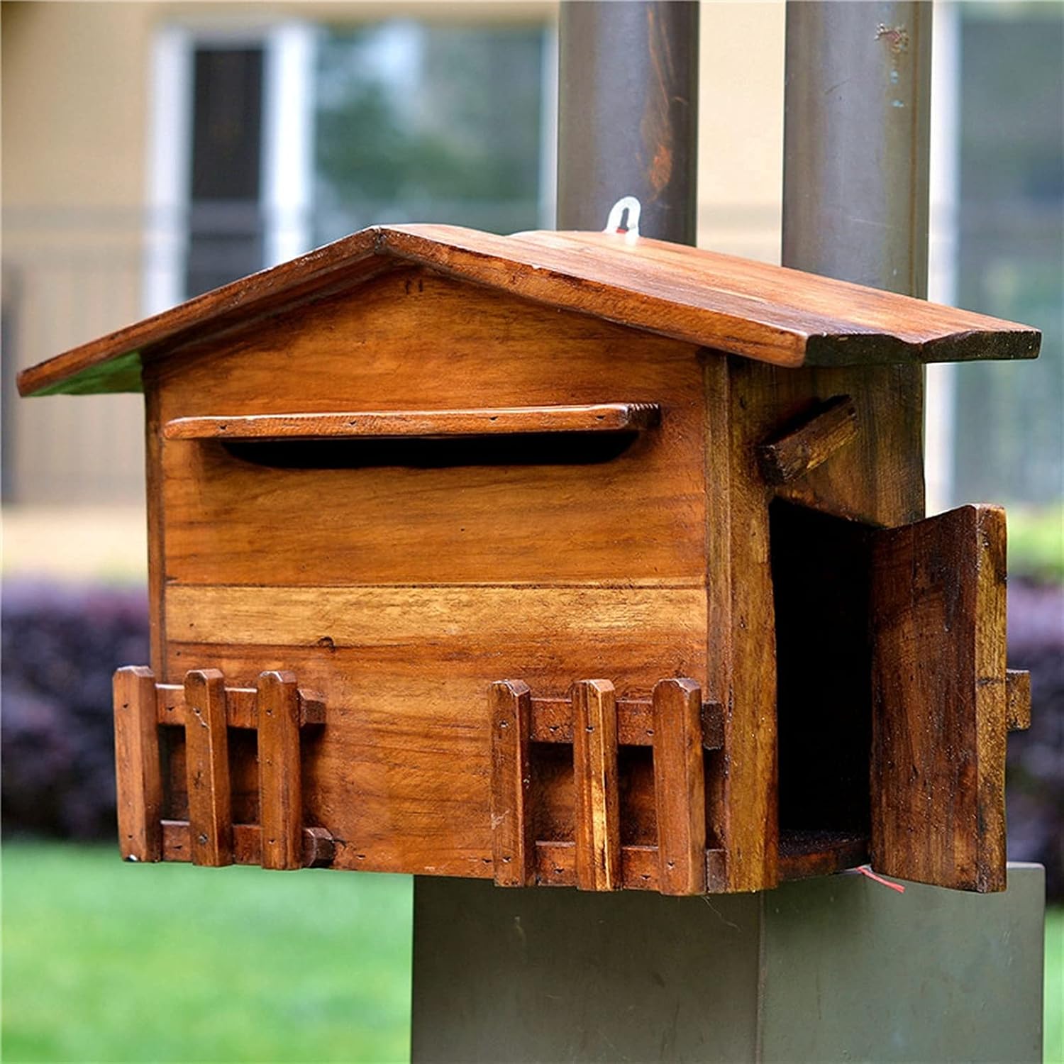 Wooden Mailbox Outdoor Post Box Rainproof Suggestion Box Creative Letter Box Wall Mounted Mailbox for Home Garden 40x13.5x24cm