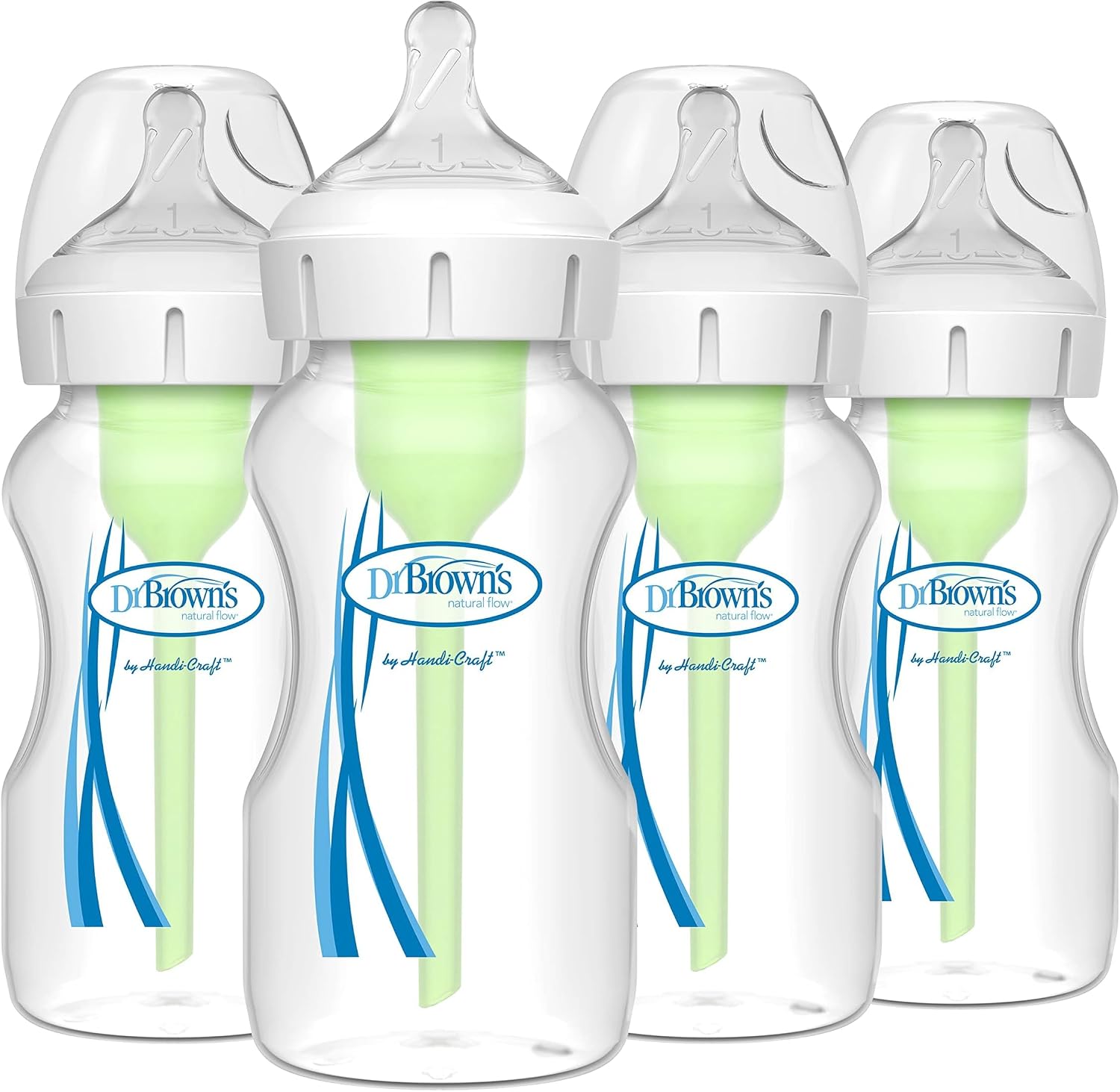 Dr. Brown's Natural Flow Anti-Colic Options+ Wide-Neck Baby Bottles 9 oz/270 mL,with Level 1 Slow Flow Nipple,4 Count,0m+ (Pack of 6)