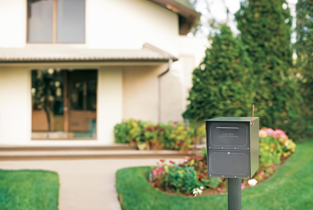 Architectural Mailboxes 6200Z-10 Oasis Classic Locking Post Mount Mailbox, 18'D x 11.5'W x 14'H ,Graphite Bronze