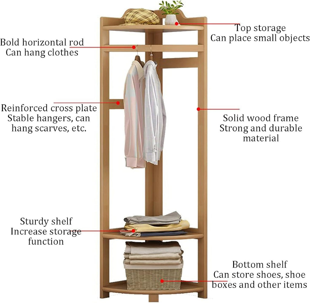 Coat Rack Stand Clothes Rack Stand, Free Standing Furniture, Corner Bedroom Hall Entryway Organizer, Keep Your Garment Shoe Hat Handbag Items Storage(White-40X40X160CM