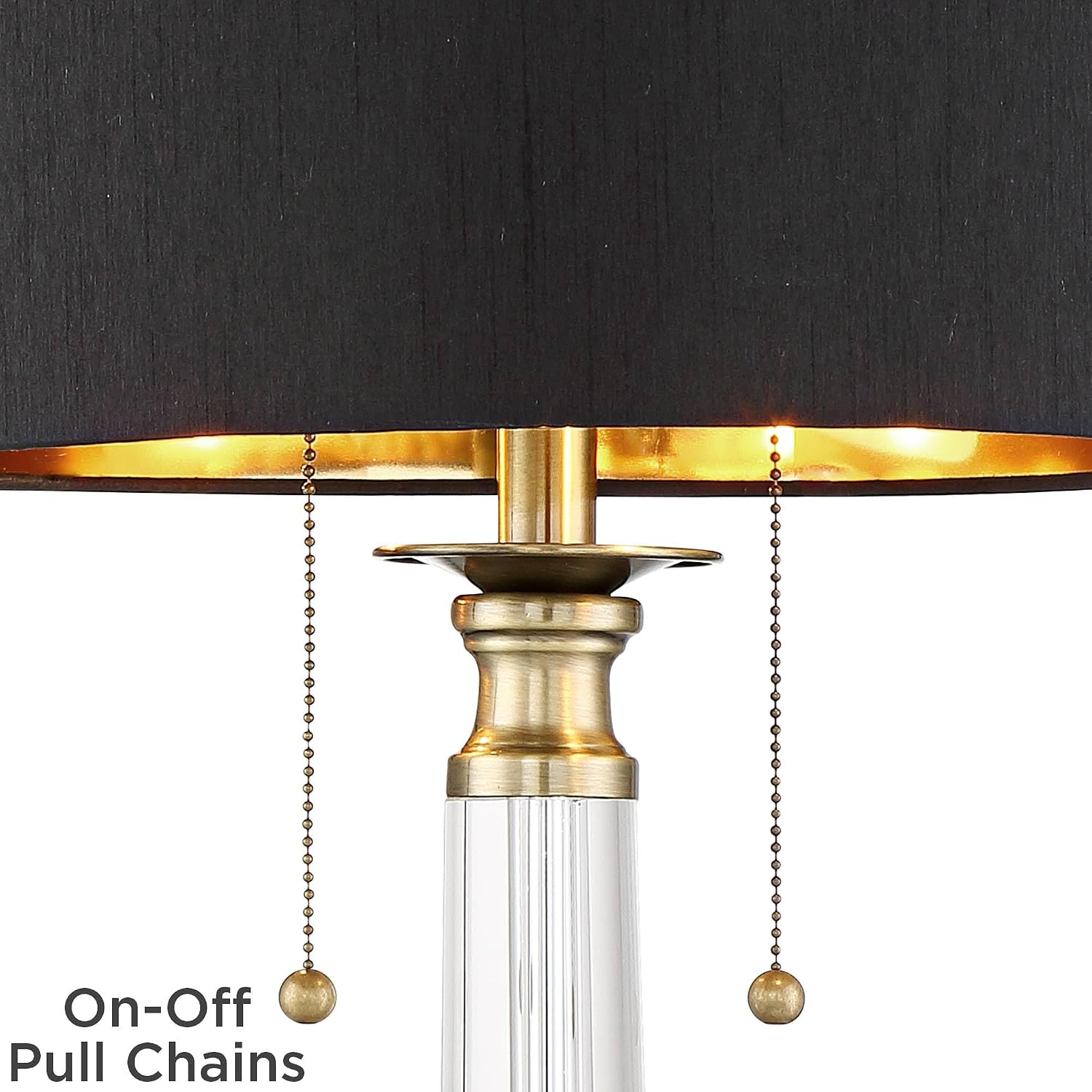 Vienna Full Spectrum Stephan 30' Tall Column Large Traditional End Table Lamps Set of 2 Pull Chain Clear Crystal Black Shade Living Room Bedroom Bedside Nightstand House Office Home Reading