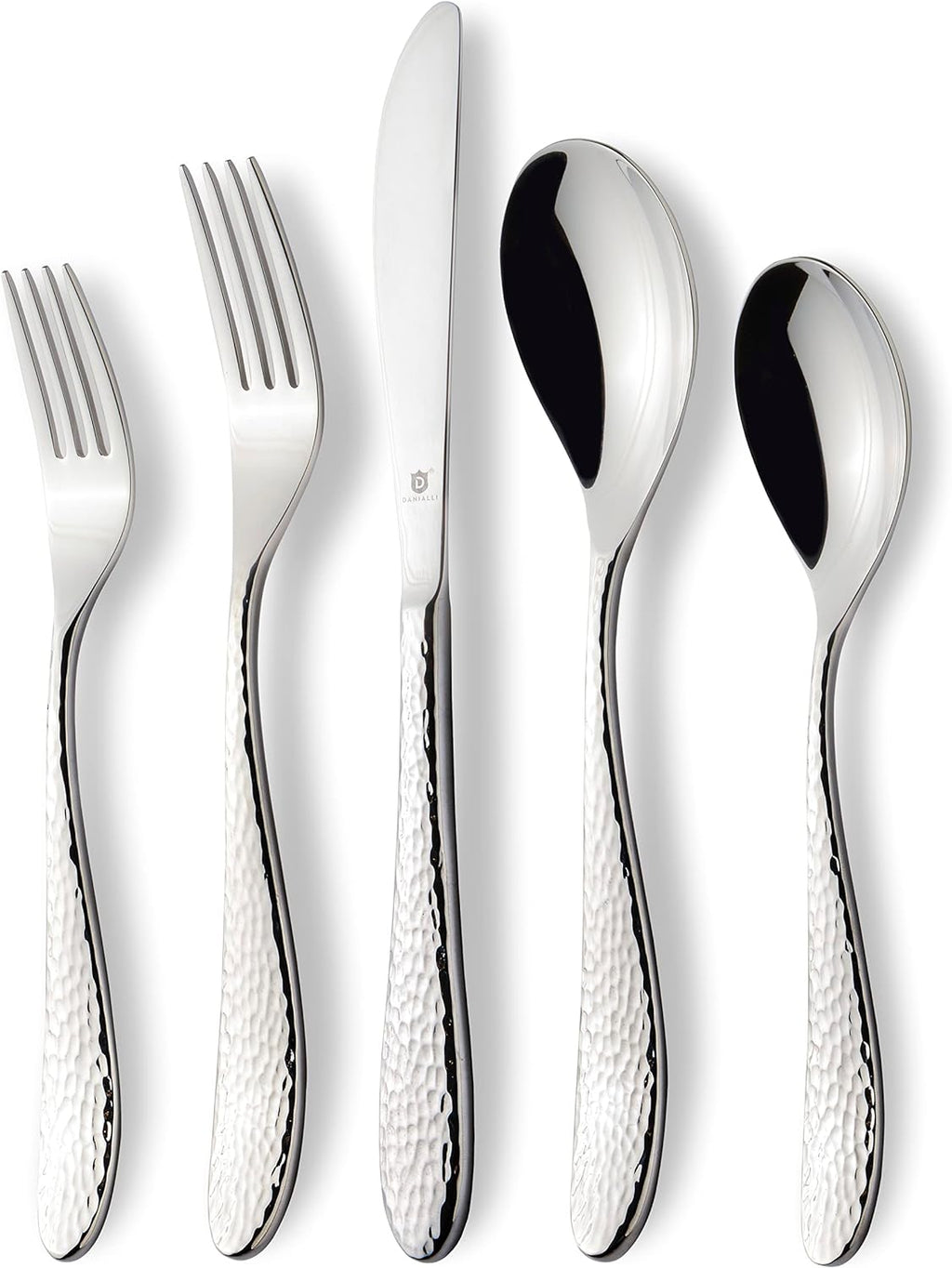 DANIALLI Hammered Silverware Set | Premium 18/10 Stainless Steel Flatware Service for 6 | Heavy-Duty & Dishwasher Safe | Built to Last (30-Piece, Marettimo Hammered)