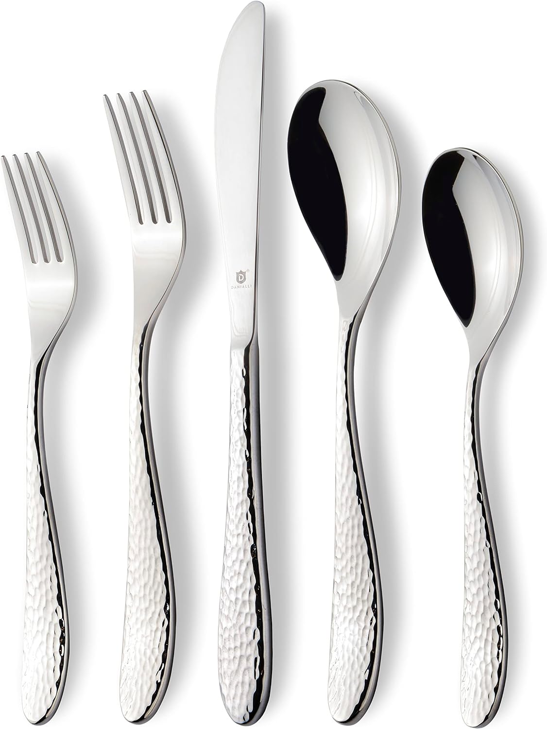 DANIALLI Hammered Silverware Set | Premium 18/10 Stainless Steel Flatware Service for 6 | Heavy-Duty & Dishwasher Safe | Built to Last (30-Piece, Marettimo Hammered)