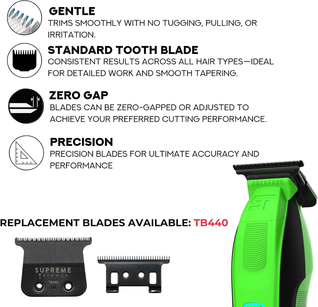 Supreme Trimmer 2-in-1 Recharge Hair Clipper & Beard Trimmer Combo | 7500 RPM, Removable Battery, Smart USB Charging Base | STC779 + ST777