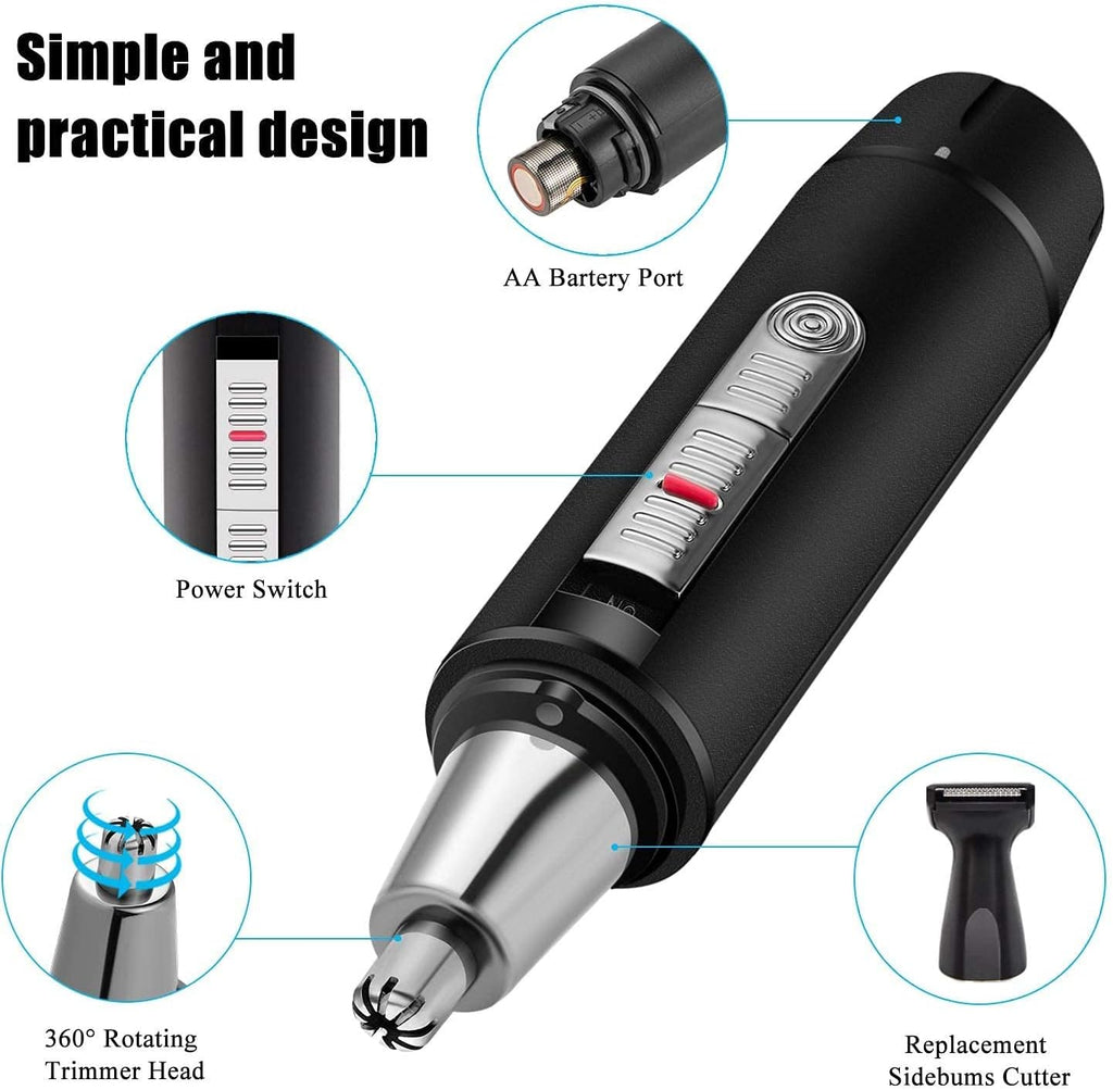 Ear and Nose Hair Trimmer for Men, 2021 Professional USB Rechargeable Nostril Nasal Hair Cleaning System, Lightweight Waterproof Nose Hair Clippers for Women (Silver)