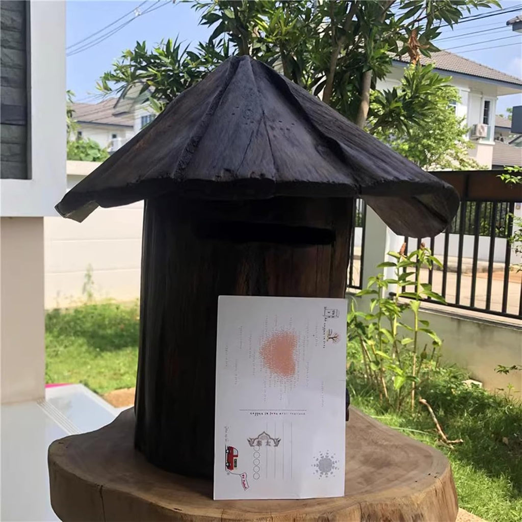 Wooden Cabin Mailbox,Small Mailboxes,Post-Mount Mailbox,Outdoor Rainproof Letter Box,Wall-Mount Mailbox,Mailboxes for Outside,for Home Bar House Decor 1pc