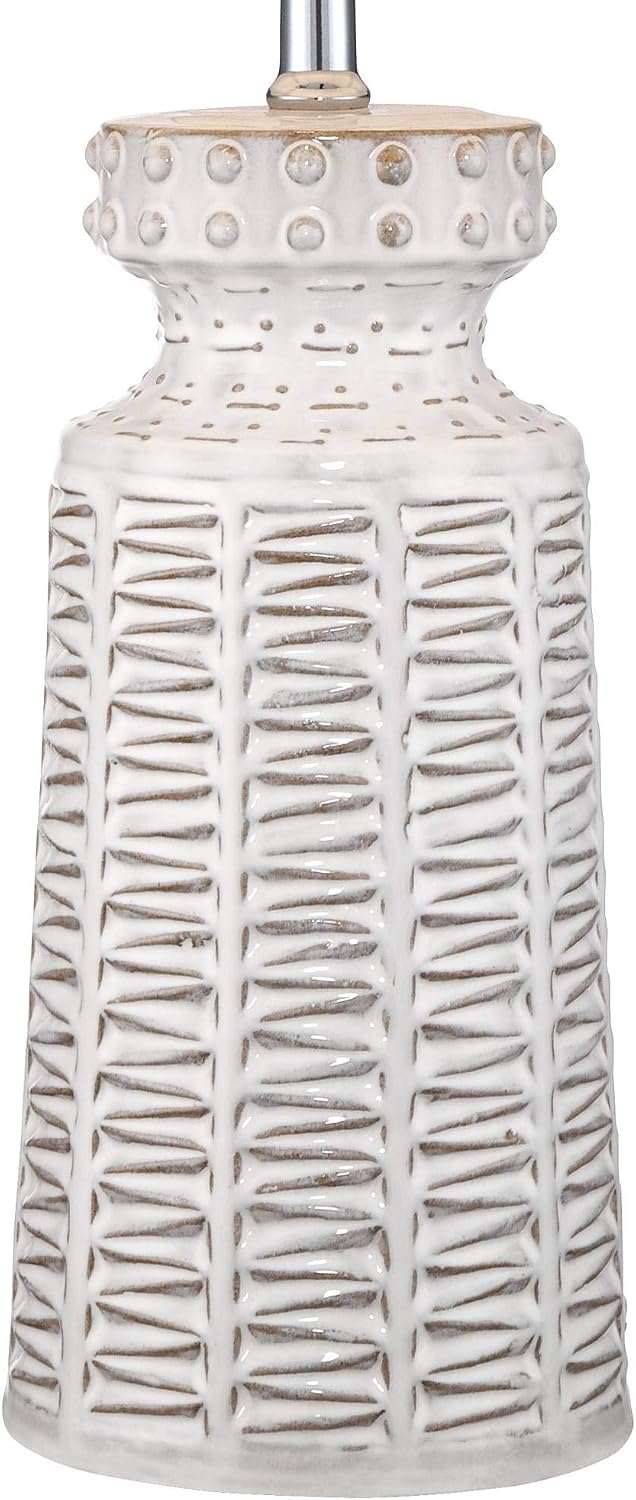 360 Lighting Helene Country Cottage Table Lamps 26' High Set of 2 Ceramic Rustic Cream White Glaze Tan Linen Drum Shade for Living Room Bedroom House Bedside Nightstand (Color May Vary)