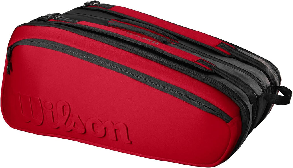 Wilson Clash V2 Super Tour Tennis Racket Bag - Red/Black, Holds up to 15 Rackets