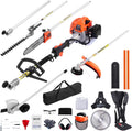VEVOR Gas Hedge Trimmer, 2 Cycle Gas Power Handheld Trimmer, 7-in-1 26cc Weed Eater with Extension Pole & Protective Gear Set, Includes Hedge & String Trimmer, Brush Cutter(3T & 40T), Edger, Pole Saw