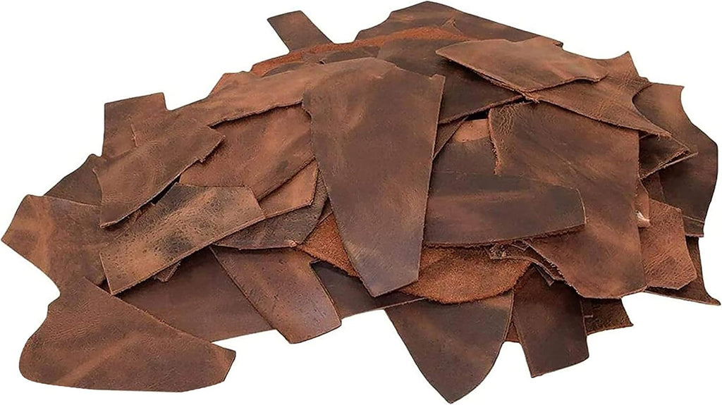 European Leather Work 9-10 oz. (3.6-4mm) Oil-Tanned Leather Scraps Size: 10 LB - Bourbon Brown Cowhide Full Grain Leather for Tooling, Accessories, Jewelry, Crafting, and DIY Projects