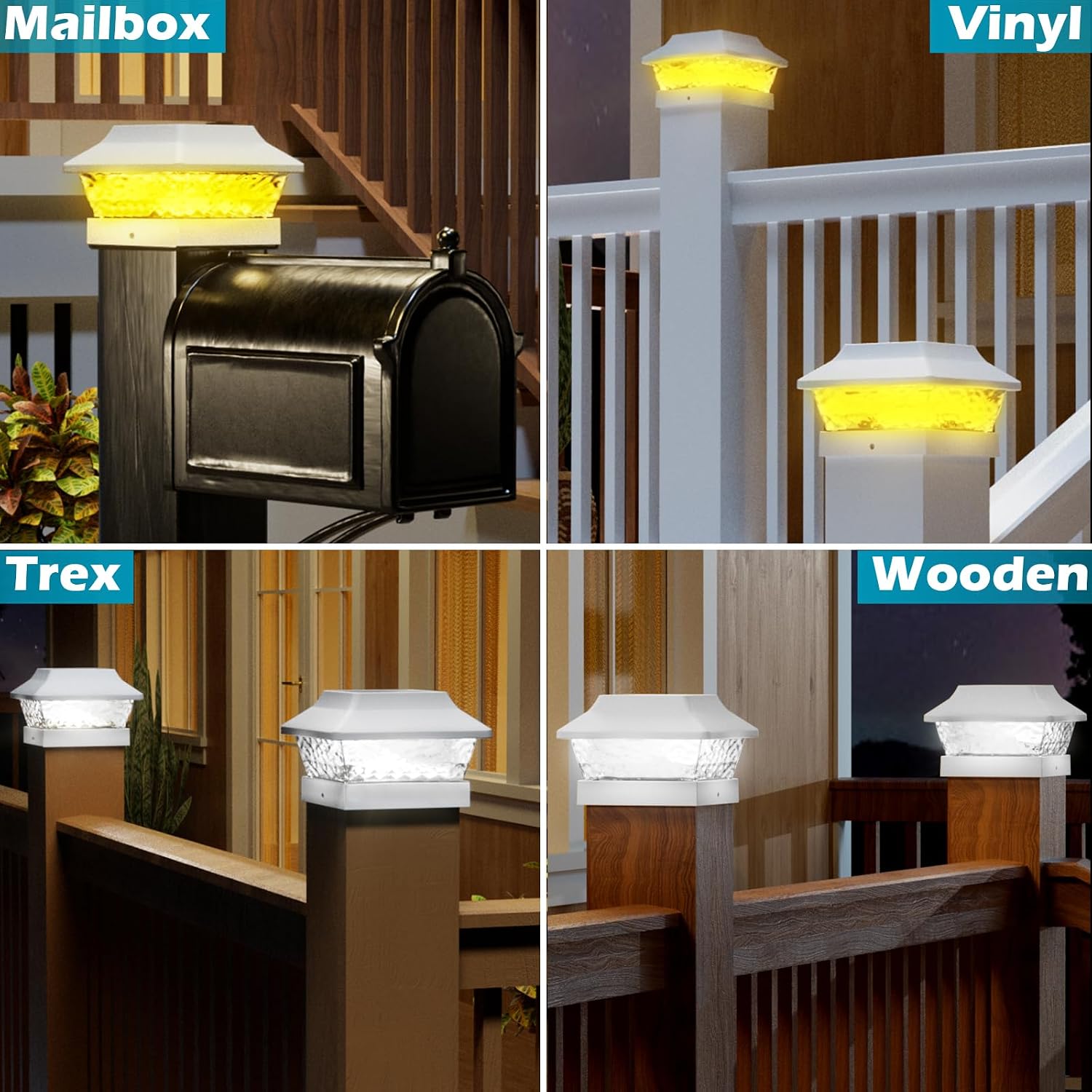 SIEDiNLAR Solar Post Cap Lights Aluminium & Solar Post Lights Metal 4x4
